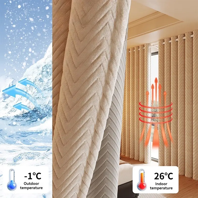 Winter Windproof Thermal Insulated Curtain, Bedroom Noise Reduction Soundproof Window Cover, Thickened Balcony Heat Retention Panel, Privacy Grommet Curtains