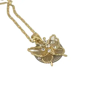 18k Gold Plated Necklace with Heart Shaped Butterfly Pendant Water Resistant Hypoallergenic Nickel Free Metal Coating Chain Jewelry Gift