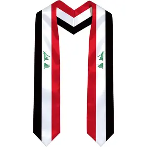 International Graduate Satin Stole Sash - 72" Graduation Scarf with National Flag Design
