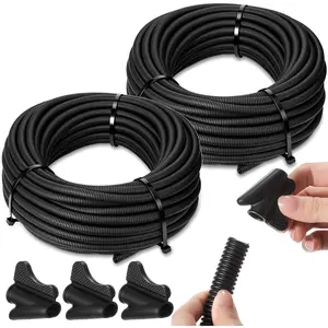 1" x 60ft Split Wire Loom Tubing with Installation Tool Wire Loom Assortment Split  Sleeves Bulk Flexible Electrical Conduit Protective Kit