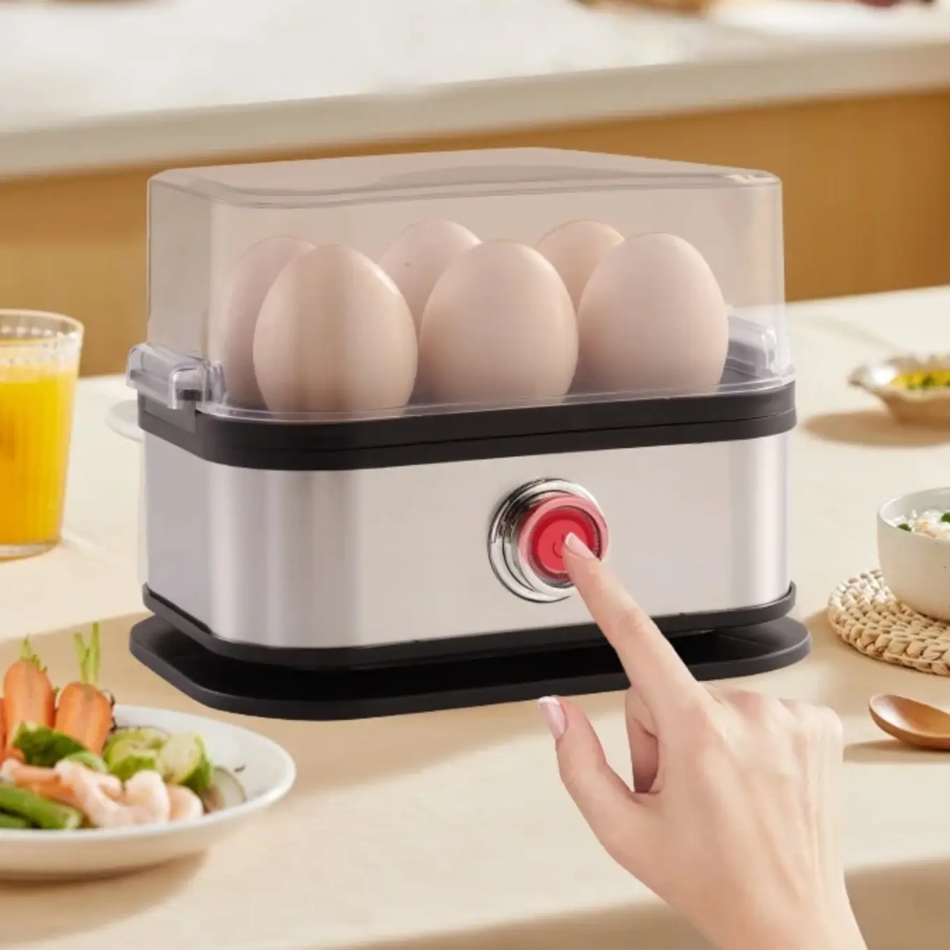 Portable Electric Egg Cooker, Automatic Stainless Steel Multi-Function Kitchen Appliance, Home Breakfast Machine, Egg Steamer Machine, Model Xinghao Zdq-Fx01, Multifunction, Home Appliances