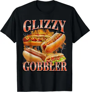 100% Cotton Unisex Glizzy Gobbler Funny Wiener Hot Dog Meme Bootleg Graphic T-Shirt