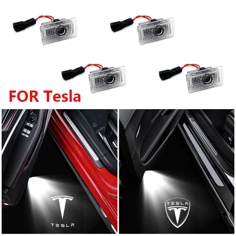 Tesla Car Door Welcome Lights, High Definition LED Logo Projection, Fits Model 3/y/s/x, Night Opening Ceremony, Safety Lighting