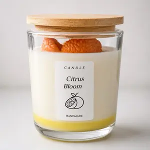 Handmade Citrus Bloom Scented Candle - Natural Wax, Long-Lasting Burn for Home Relaxation
