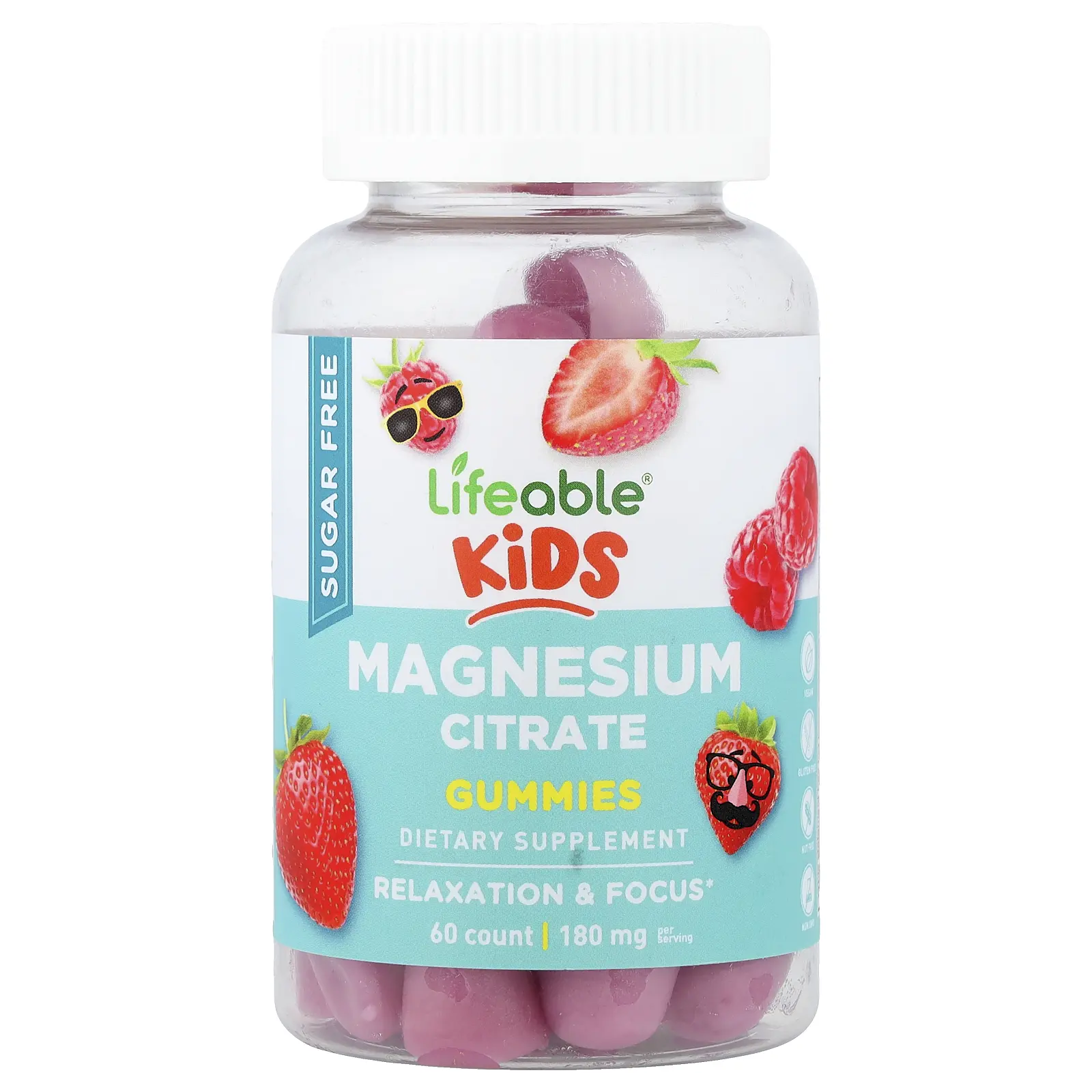 Lifeable Kids, Magnesium Citrate Gummies, Berry, 60 Gummies (90 mg per Gummy)