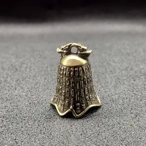 Vintage Brass Wind Chime Ornament, Mini Desktop Bell Decor, Traditional Chinese Metal Bell, Retro Classical Copper Bell, Tabletop Decoration