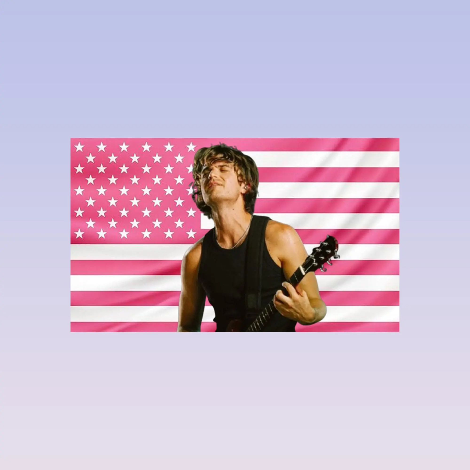 Pink American Flag Joe Keery Tapestry - Indoor Aesthetic Celebrity Wall Art - Bedroom Dorm Decor - Trendy Fan Gift, Indoors