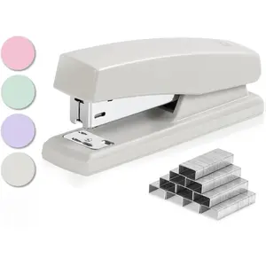 Stapler, Desktop Staplers with 640 Staples, Office Stapler, 25 Sheet Capacity, White Rotatable Anvil Permanent Stapling