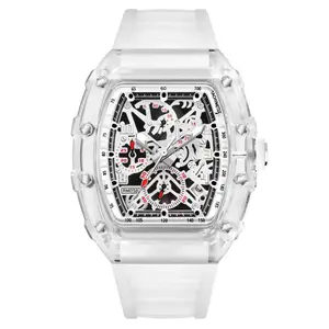 【Buy 3 get 1 gree】High-end Personality  Quartz Watch Transparent White Trendy Waterproof Luminous Student Men's Watch High Appearance Light Luxury Casual Wristwatch Set