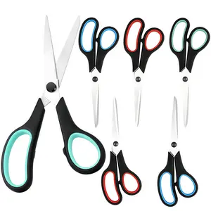 LMMAKE 3 Pack 7.9" All Purpose Stainless Steel Scissors with Ergonomic Soft-Grip Handles for Office School Classroom Kitchen Crafts Sewing Red Green Blue for Precise Control and Durability