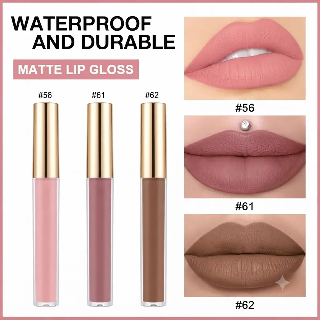 3Pcs Matte Liquid Lipstick Set, Peach Rosewood Caramel Brown Lip Stain Kit, Lip Stain Long Lasting 24 Non-Transfer Lip Gloss, Waterproof Lip Gloss Gift Makeup for Women Lippies