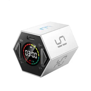 Ticktime Pomodoro Timer Cube, Hexagon Productivity Timer, Pause & Resume, Silent & Adjustable Sound Alert, for , Task, Work, Study, 3/5/10/15/25/30min & Custom Countdown - Gray