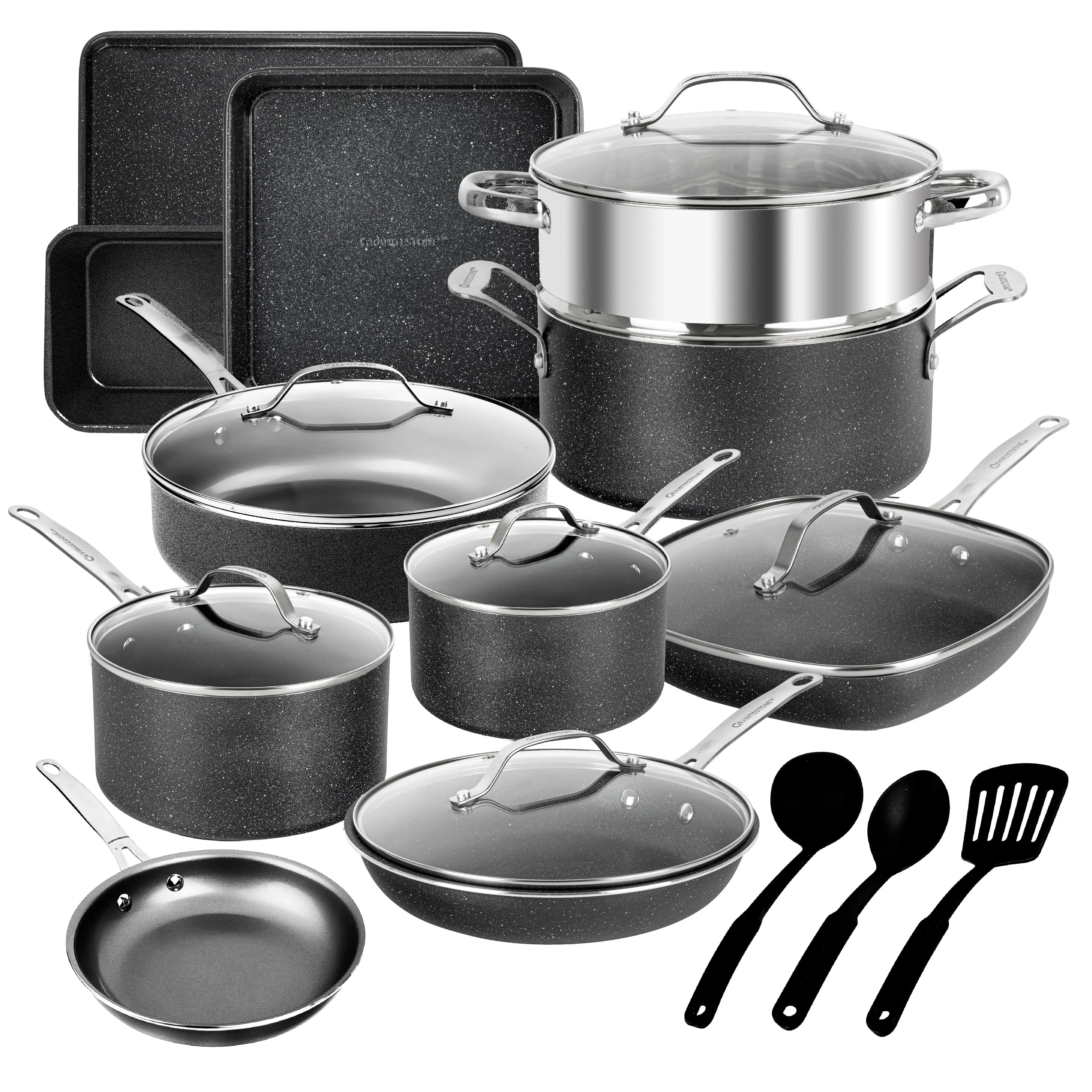 20-Piece EXPRESS SET, Nonstick Pots and Pan Set, Bakeware, Utensils, Frying Pan, Stock Pot, Steamer, Stainless Steel Handles pans 20-Piece EXPRESS SET, Nonstick Pots and Pan Set, Bakeware, Utensils, Frying Pan, Stock Pot, Steamer, Stainless Steel Handles pans