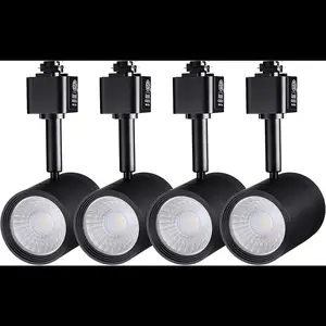 LEONLITE Small Space Series 8.5W LED Dimmable H Track Lighting Heads, 4000K Cool White, Matte Black 94pack / 8 pack)