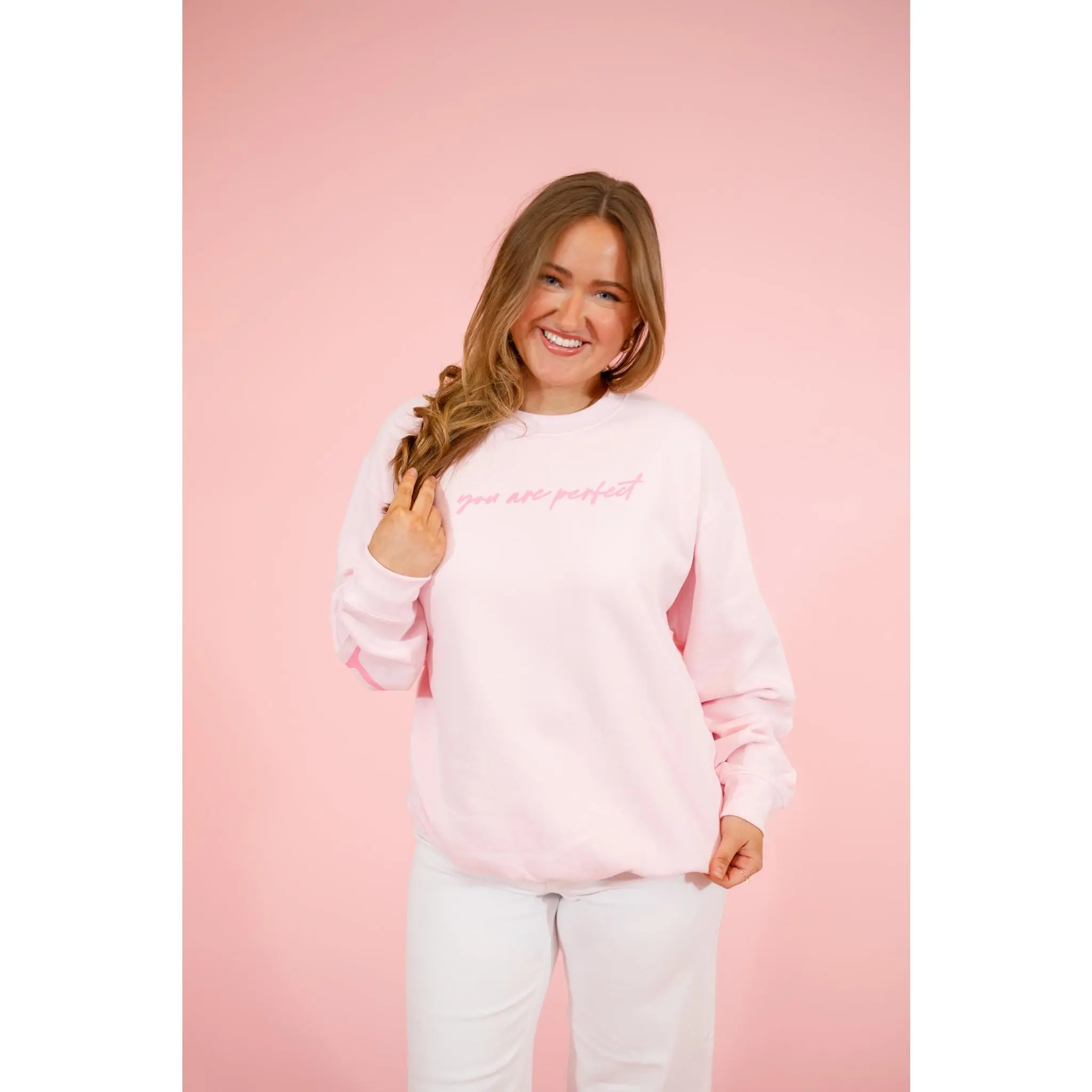 Worthy Light Pink Graphic Sweatshirt
