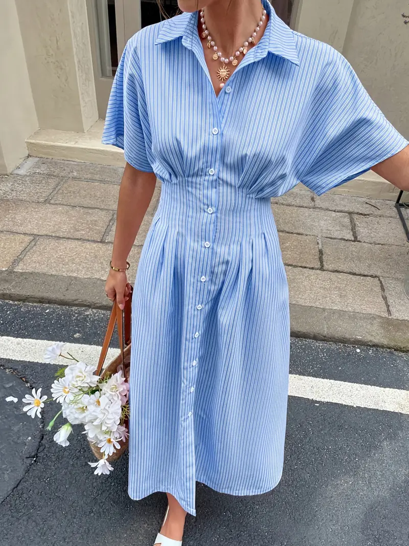 Blue and white stripe dress - TikTok Shop