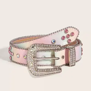 Pink Y2K Waist Belt with Rhinestones for Women, a Stylish And Unique Accessory for Young . belts for women