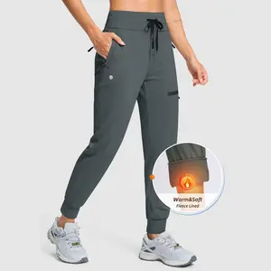 G Gradual Women's Fleece Lined Joggers Hiking Pants 4 Zipper Pockets High Waisted Water Resistant Winter Running Sweatpants