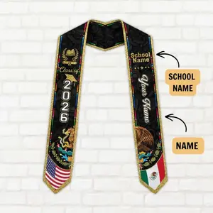 [HOT] Customized Name Mexican Graduation Sash 2026, Mexican American Flag Graduation Sash, Hispanic Sash