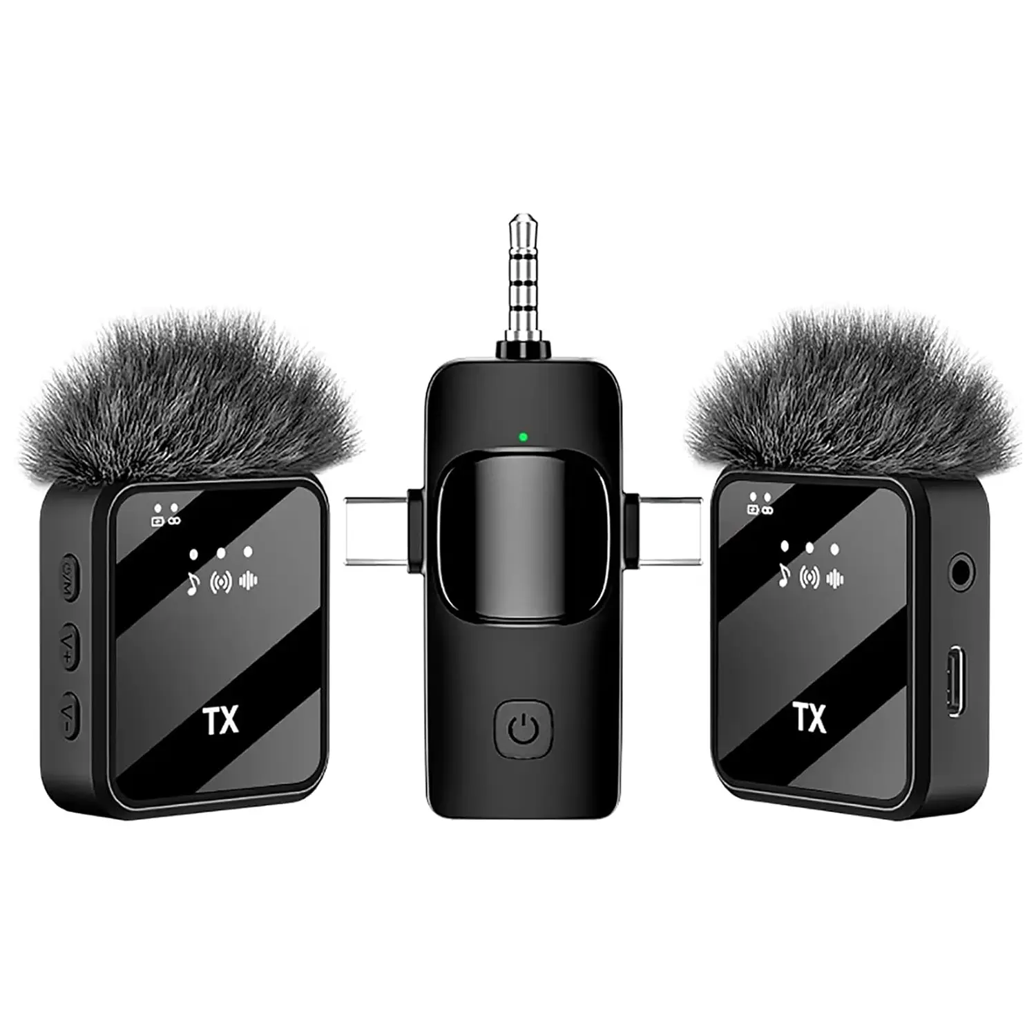 3-in-1 Bluetooth Wireless Lavalier Microphone - Noise Cancelling Mics for iPhone, Android, Mobile Devices, Camera, Mini Clip-On Audio Mic for Content Creators’ Video Recording, TikTok