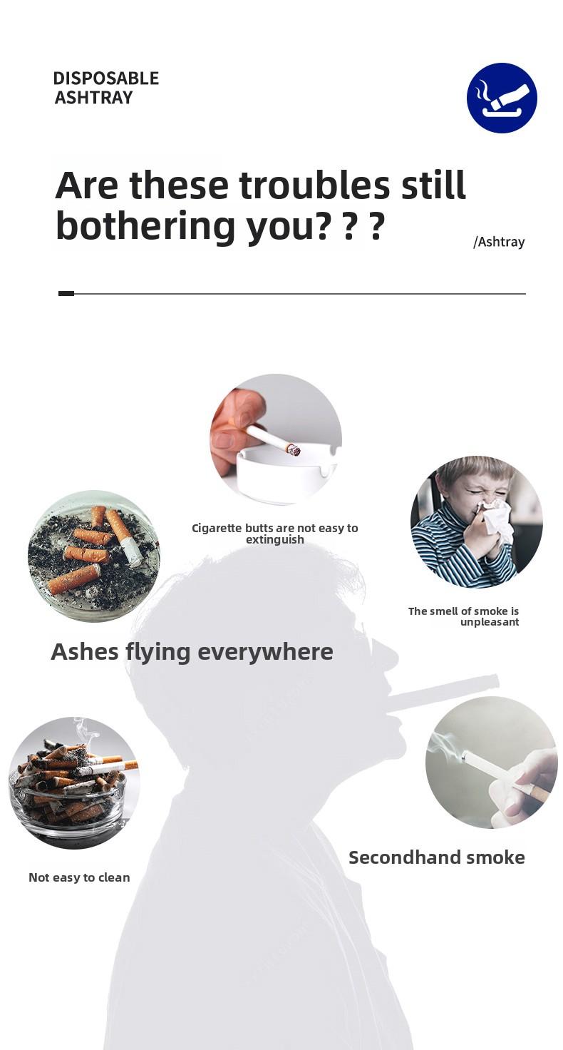 Disposable Ashtray 25-Pack, Portable & Eco-Friendly Paper Ashtrays with Deodorizing Smokeless Gel, for Indoor Outdoor Use, Travel, Car Cup Holder, Parties and Camping