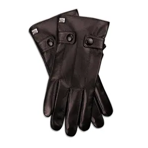 Men's Buttoned Flap Touchscreen Leather Gloves