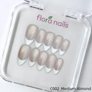 FloraNails | C002 | Medium Almond | Handmade Press-On Nails 10PCS | Acrylic, Reusable, Salon-Quality, Long-Lasting, Glossy Design