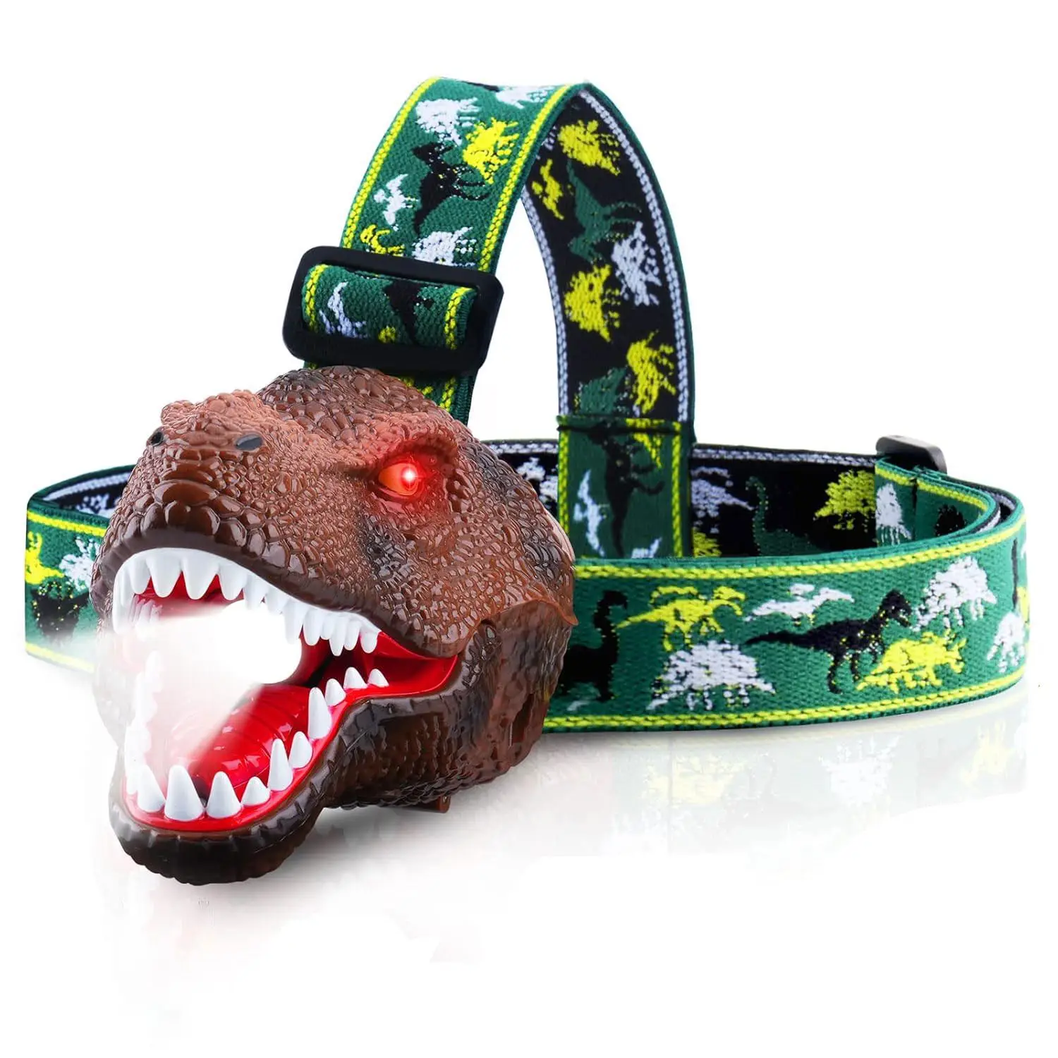 Dinosaur Design Headlamp, Rechargeable LED Headlight with Roar & Silent Mode, T-Rex Dinosaur Toys, Camping Gear, Gifts for Boys Girls Adults