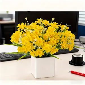 5pcs 50 Artificial Daffodils, Decorative, UV & Fade Resistant, Perfect for Weddings, Hanging Bouquets, Indoors Outdoors, Home Garden Office Décor
