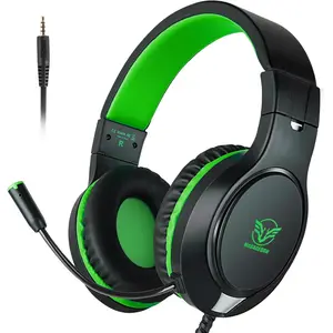 H-10 Gaming Headset for PS4,  One, PC, PS5,  , Stereo Wired Noise Cancelling Over Ear Headphones with Mic for  Adults, Bass Surround, Soft Memory Earmuffs, Green