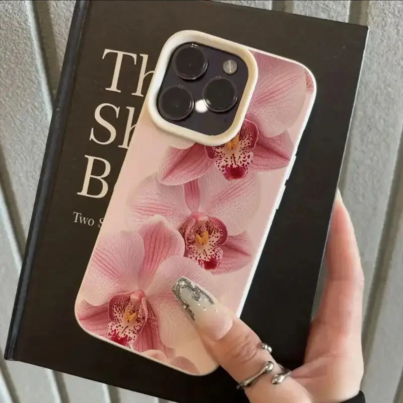 Fresh and Dreamy Orchid Pattern Suitable for iPhone 16 Pro Max, iPhone 15 Pro Max/14/16 Plus/13 Pro/12/11 Minimalist TPU Case, Stylish Protective Cover with High Aesthetic Appeal, Accessories, Smartphone, Casing, Iphone 16 Plus