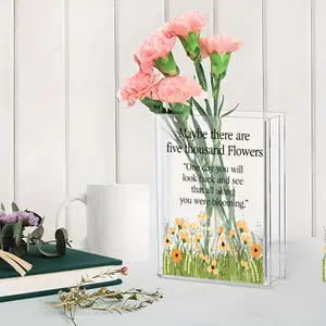 Transparent Book - Shaped Acrylic Vase, Nature - Inspired Floral Design, Perfect for Home Decoration, Ideal Birthday & Holiday Gift for Book Lovers, Clear & One - Size, Adds Aesthetic Charm to Any Space