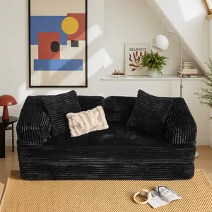 XIZZI 81" Length Cloud Floor Sofa Bed Folding Convertible Corduroy Fabric High-Quality Sponge Padding Multi-Functional Living Room Couch