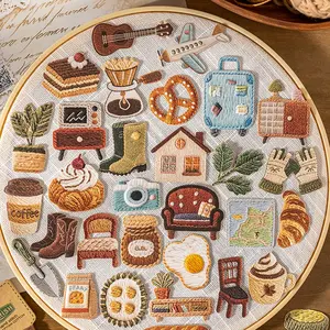 Tomato Sauce Girl Warm Small Items Series Embossed Sticker Pack 6 Pieces, Cute Decorative Stickers for Scrapbooking and Crafts