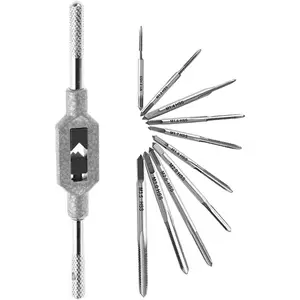 11 count Mini Screw Tap Set Metric Thread Machine Taps Kit HSS Hand Thread Wire Taps Adjustable Tap Wrench Tool for Clocks and Watches Tapping