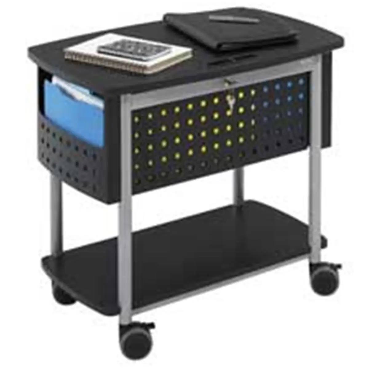 Safco Products Company SAF5370BL Laminate Mobile File, Holds Letter-Legal Files, 18-3/4" x 29-7/8" x 27" Size, 100 lb Capacity per Level, 200 lb Total Capacity, Additional Pockets, Black