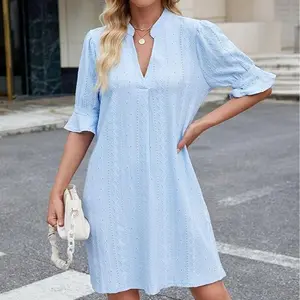 PerZeal Shirts Dress for Women V Neck Short Sleeves Casual Flowy Summer Beach Vacation Shifts Fit Loose women's dresses sundress white dress summer dress women's clothing summer outfits