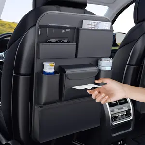 Car Seat Back Storage Bag, PU Leather Car Storage Bag, Multiple Compartments for Water Bottles, Tablets, Laptops and Accessories