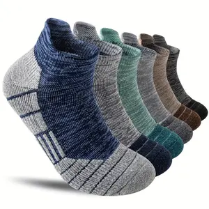 6 Pairs Compression Socks - Thick Cushioning Breathable Hiking Running Shoes Work Socks, Sweat Absorbing Low Cut Invisible Stripe Design, Multi-color Packaging, Outdoor, Leisure and Holiday Gifts