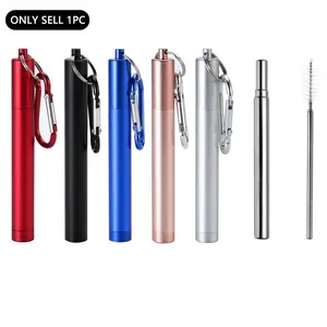 Portable Retractable Straw Set, 1 Count Stainless Steel Straw & Brush Set, Reusable Drinking Straw Set for Outdoor Drinking, Travel Friendly Drinking Solution