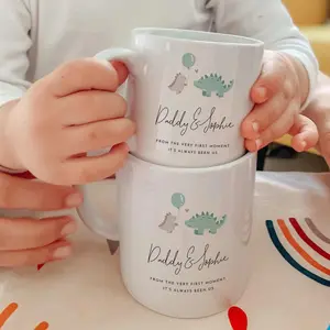 Personalised Daddy and Child Matching Mug Set Dinosaur Gift from Son or Daughter Father's Day Christmas Dad's Birthday Keepsake Coffee Cup pso2gyo4uchm