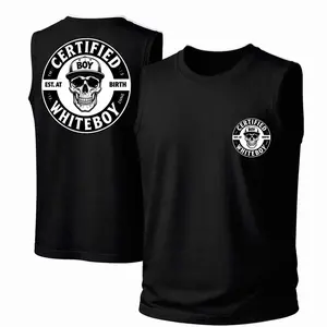 Men's Cotton Sleeveless Tank Top - "Certified Boy Est. at Birth Whiteboy" — Punk Printed Style. This Is A Casual Item Suitable For Both Men And Women, Especially Perfect For Spring And Summer; The Cool Print And Classic Crew Neck Cut