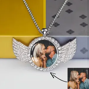 Photo Necklace with Personalized Photo & Text Engravable Glass Dome Pendant - Photo Personalization for Family/Couple/Individual Pictures - Unisex Beads Suitable for Men & Women - Unique Gift Jewelry for Daily Wear or Special Occasions