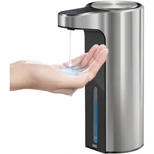 Stainless Steel Touchless Automatic Soap Dispenser - 9 fl oz, Rechargeable, Water-Resistant Liquid Dispenser for Kitchen, Bathroom