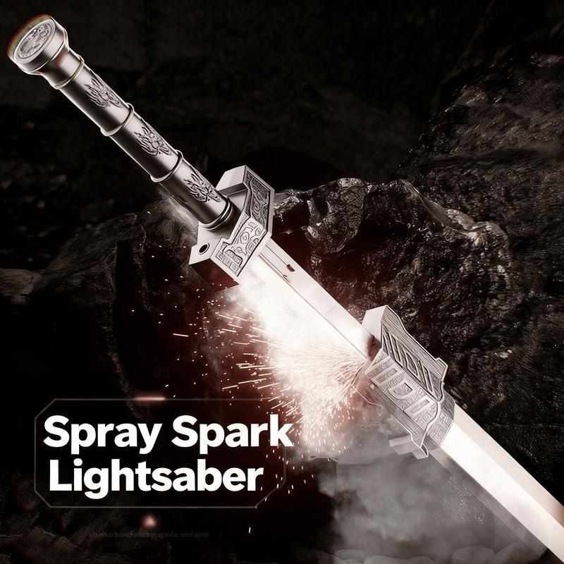 Cyberpunk SparkBlade Lightsaber Toy 34" with Sound & Fog Seven-Color Streaming Lights for Rave Cosplay Display Immersive Neon Design