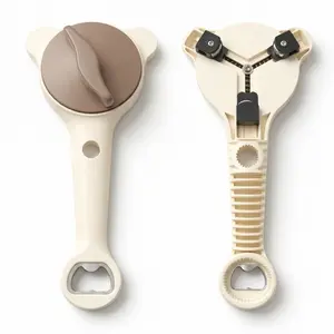 4-in-1 Jar & Bottle Opener, Adjustable 3-Prong Lid Gripper with Stainless Steel Anti-Slip Clips, Easy Open Kitchen Gadget for Seniors & Arthritis Hands