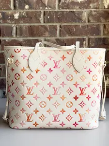Pre-owned Louis Vuitton leather Shoulder Bags Sunrise Aquarelle Neverfull MM 43657
