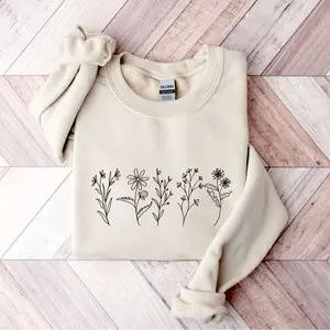 Wildflowers Sweatshirt, Flower Crewneck Sweatshirt, Floral Sweatshirt For Women, Flower Lover Sweatshirt, Flowers Hoodie, Women Gift