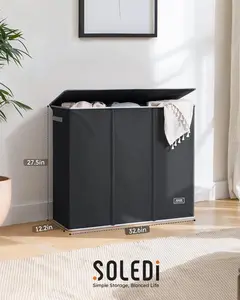 SOLEDI 180L Laundry Hamper 3 Section, Extra Large Laundry Hamper with Lid, Dirty Clothes Hamper with Sturdy Handle, Large Laundry Basket Organizer for Laundry Room, Bedroom, Hampers for Laundry Springtok small room organization products