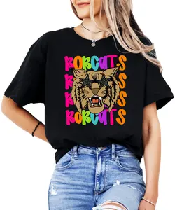 Bobcats Shirt for Women - Colorful Sports Shirt - Retro Wavy Graphic T-Shirt - High School, College Sports Team - Gift for Her, Best Friend, Sister